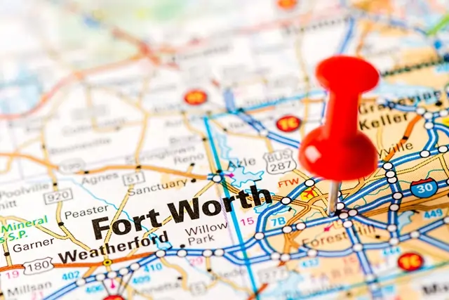 Map with Forth Worth pinned